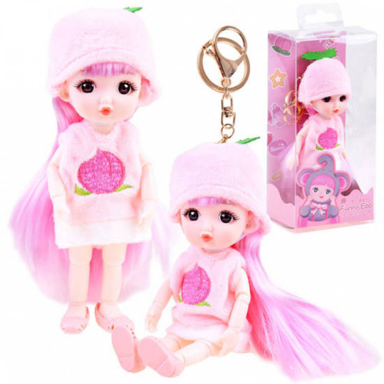 Malá ružová bábika – prívesok na kľúče  (Broskyňa)